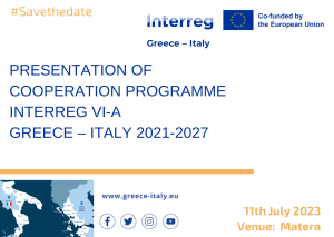 Presentation of Interreg V-I A Greece-Italy Programme in Matera on 11 July 2023